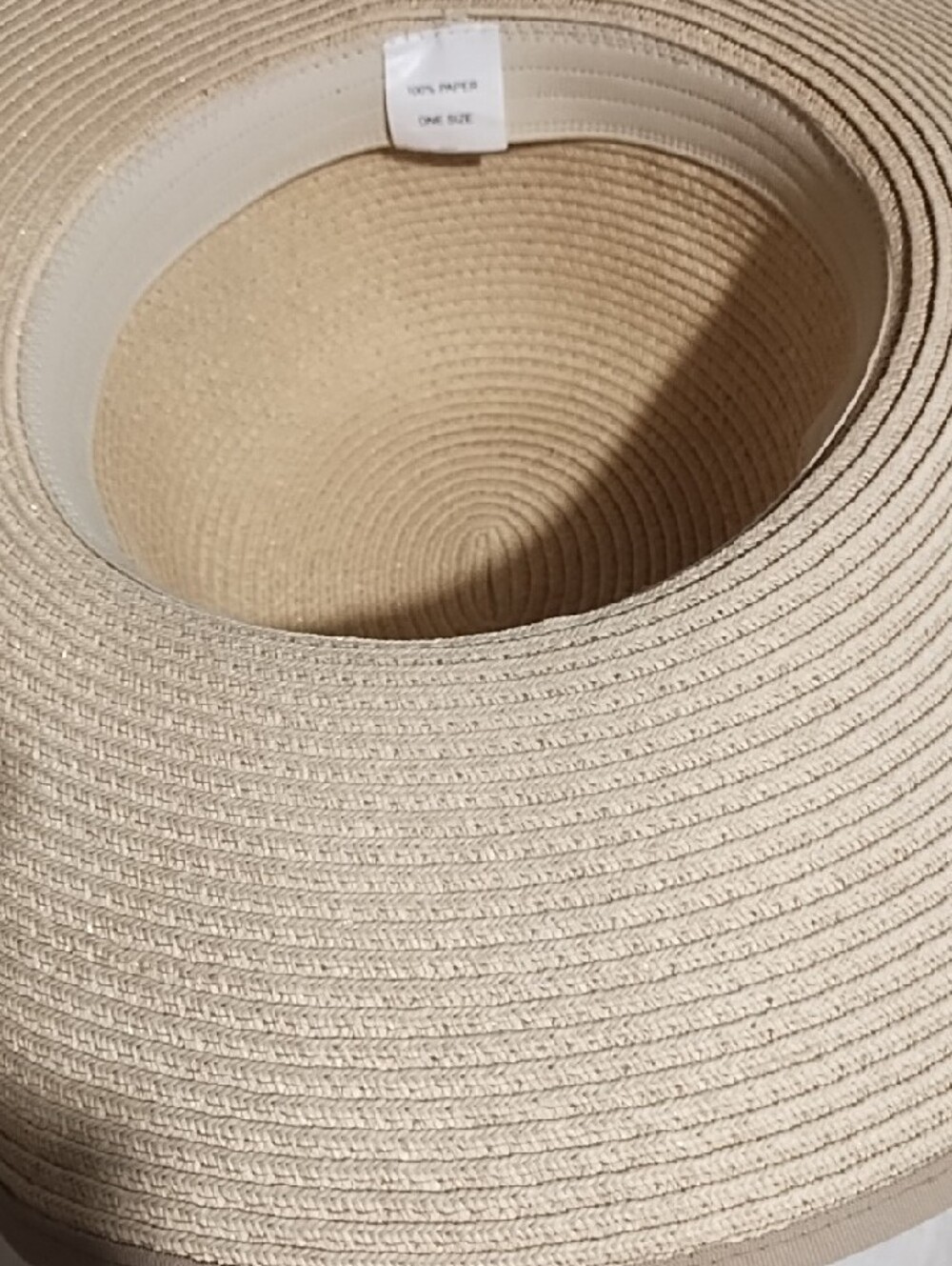 Wide Brim Straw Sun Hat with Decorative Bow - Natural Like New. OSFM. - Picture 3 of 13